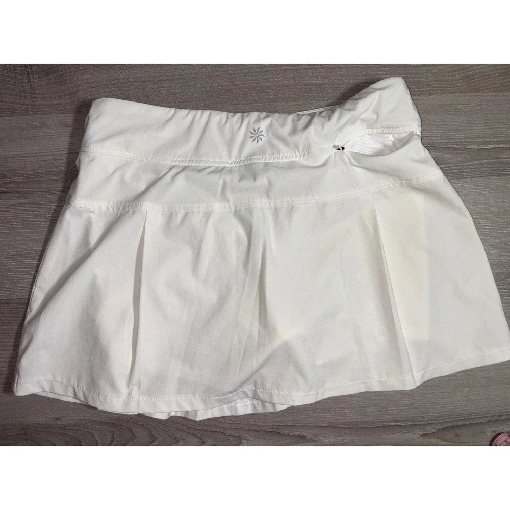 Athleta Womens White Pleated Wrap Skort Tennis Golf Active Skirt Small Pocket
